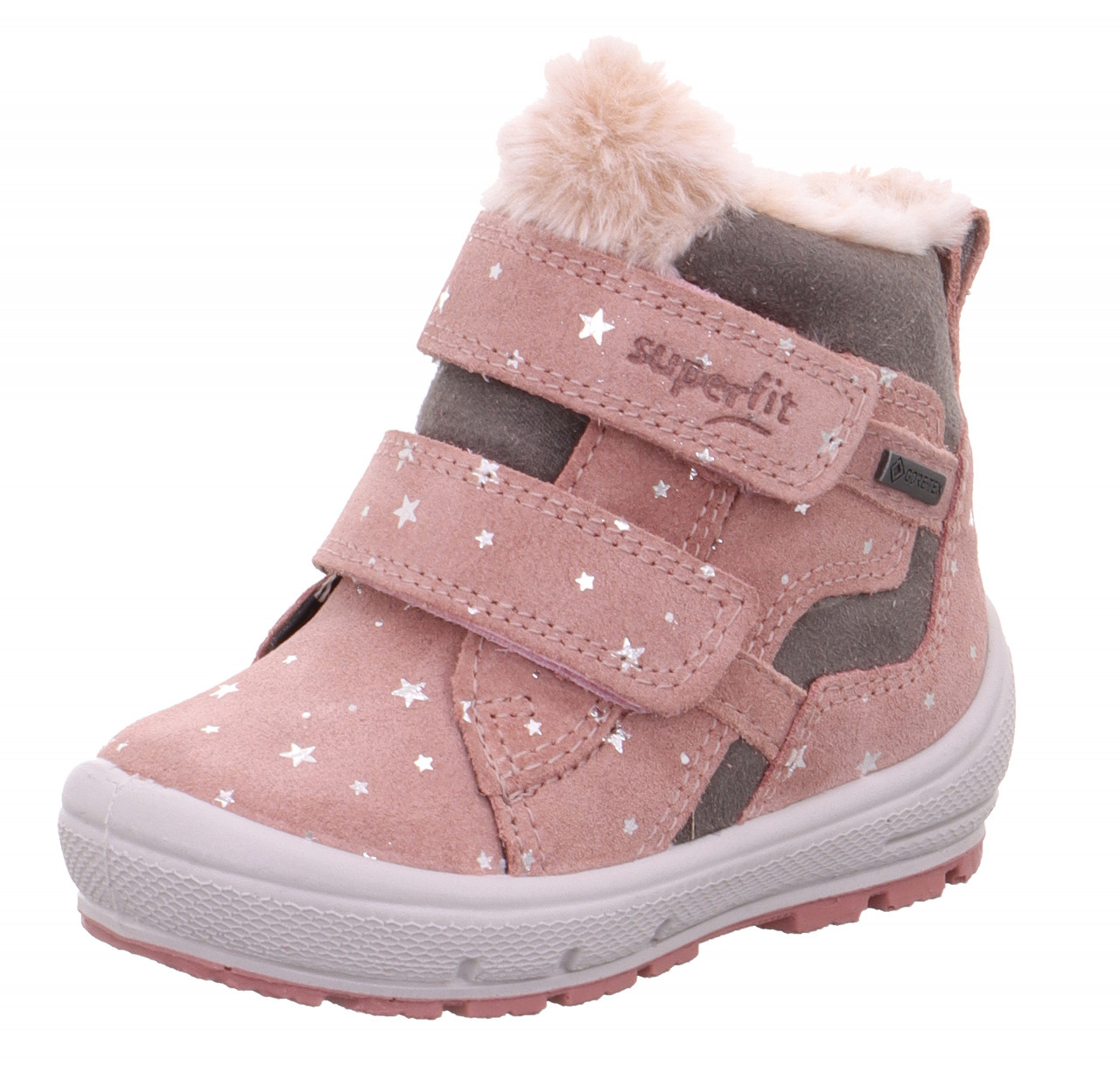 GROOVY - Rosa/Grau Boots mit Klettverschluss