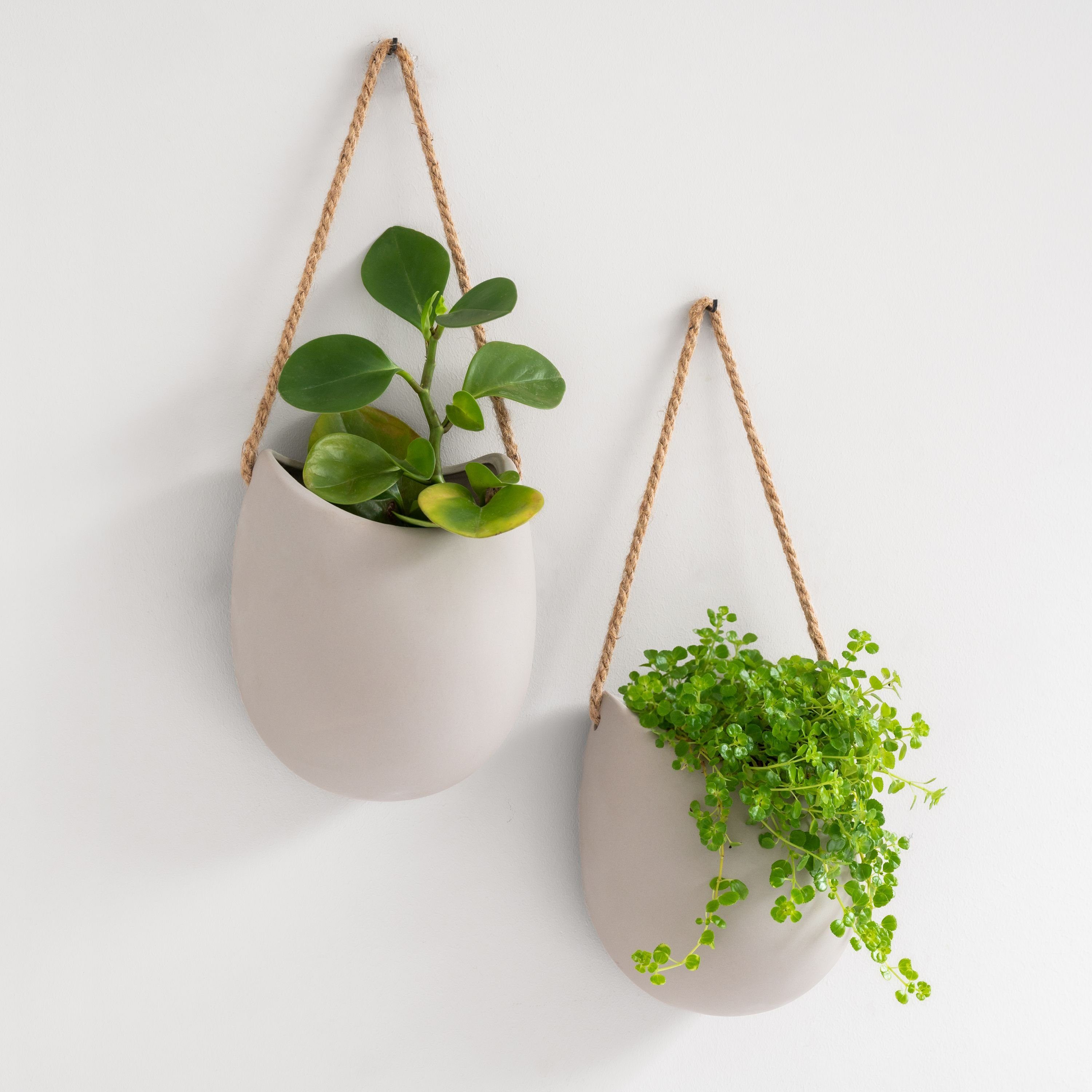 KAZAI. Blumentopf Keramik Wandvasen (Set, aus 2 Töpfen inkl. verschiedener Aufhänger, ohne Bohren), Wand-Blumentöpfe als originelle Wohn-Deko