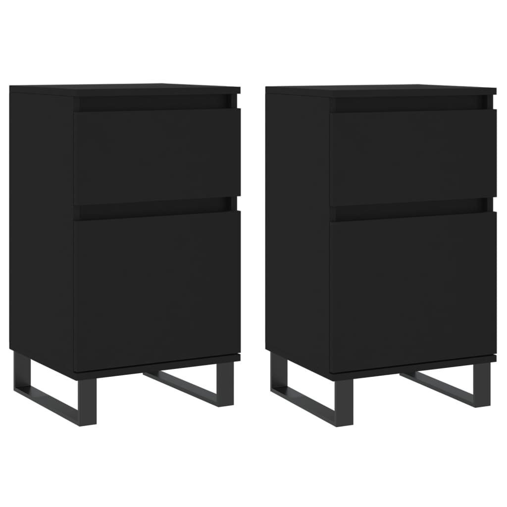 vidaXL Anrichte Sideboards 2 Stk Schwarz 40x35x70 cm Holzwerkstoff