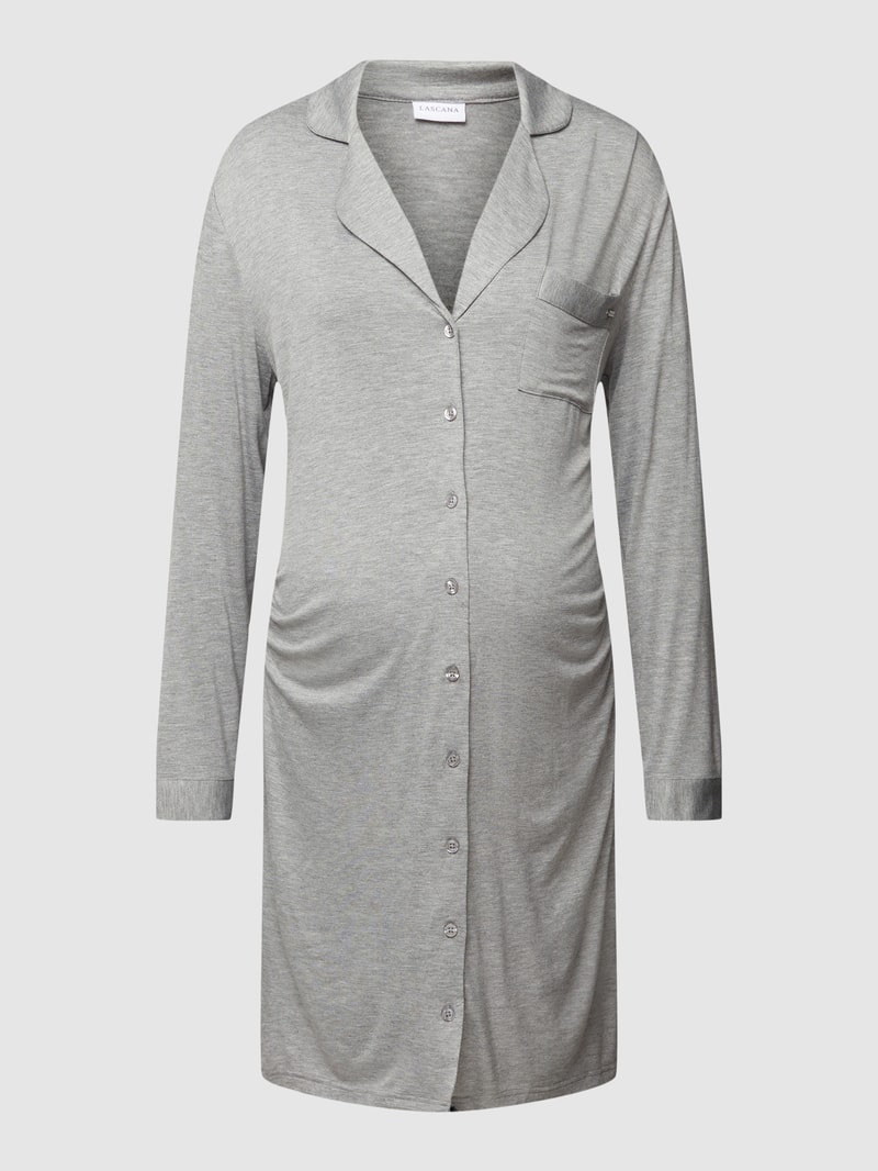 Nachthemd mit Umlegekragen Modell 'Nightgown Matern' in mittelgrau meliert