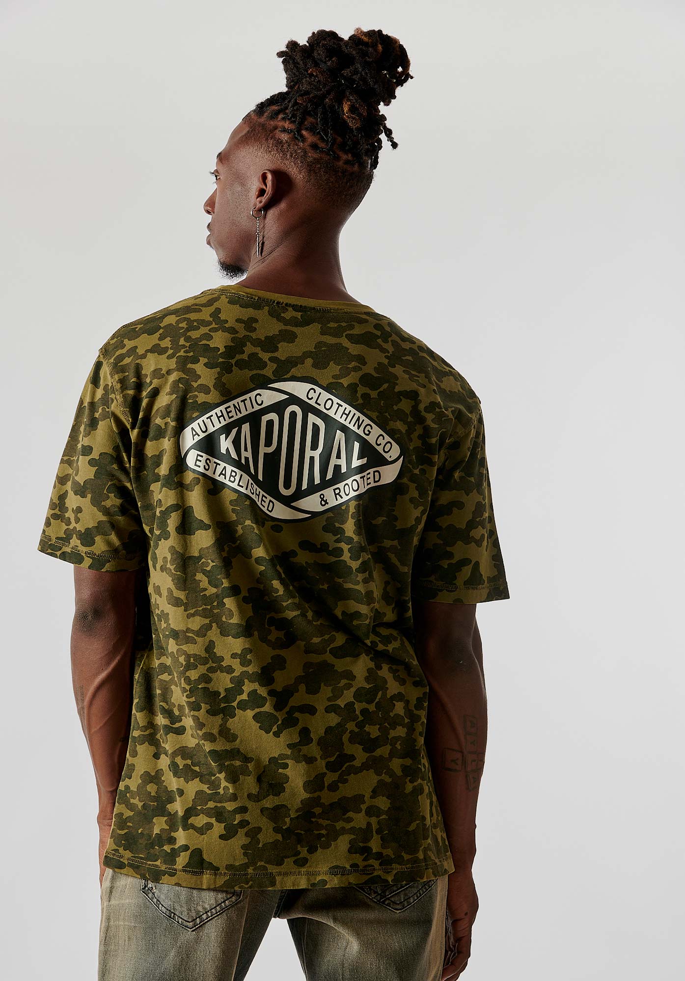RAMON  T-shirt kaki camouflage Homme 100% coton