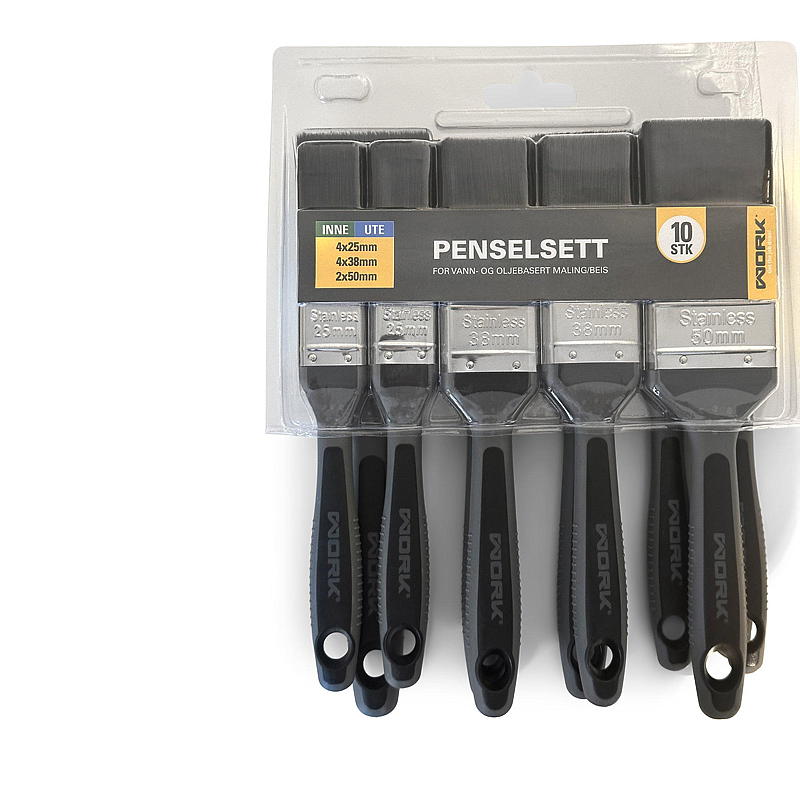 Work Basic Penselsett Work 10-pk 4x2,5/4x3,8/2x5 cm