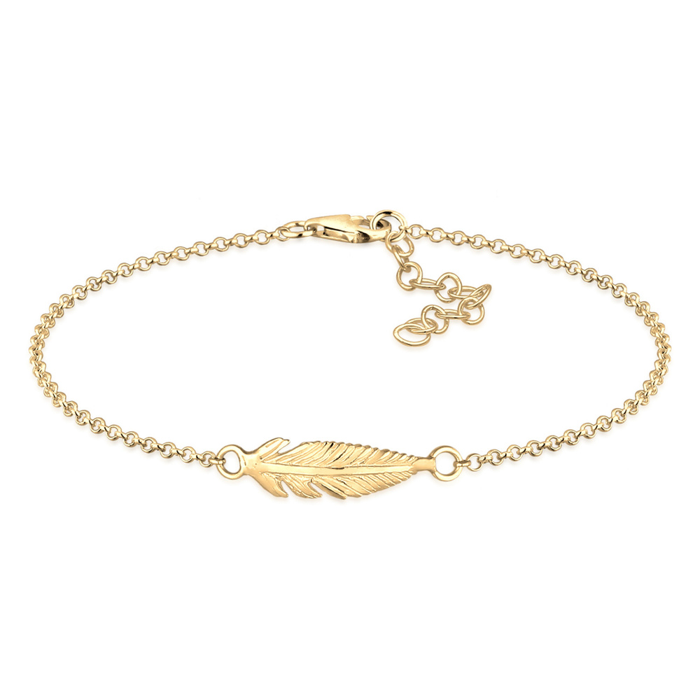 Elli Elli Bracelet Femmes pendentif plume Festival Boho Basic en argent sterling 925 Bracelet