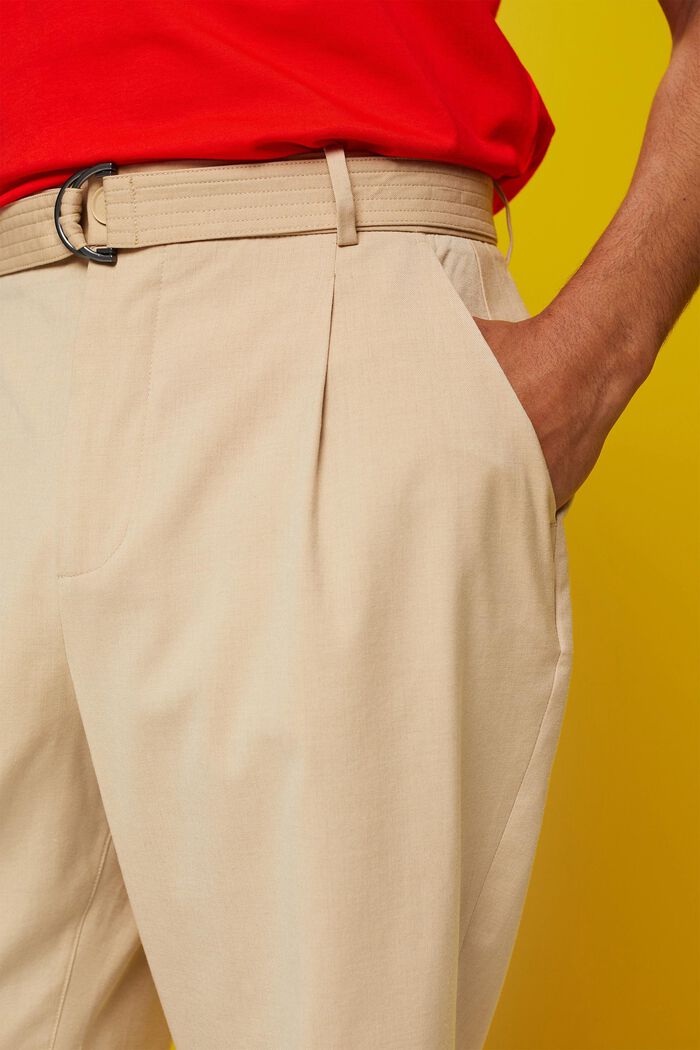 Hose mit weitem Bein und Gürtel, Wollmix