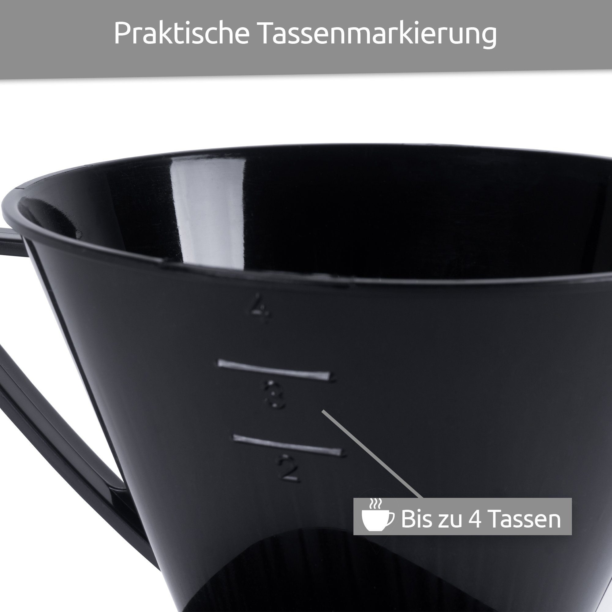 Wüllner + Kaiser Reisekaffeemaschine Kaffeefilter 1 X 4 PP schwarz, Papierfilter, Mehrwegfilter, Kaffeefilter ohne Maschine, ideal für Unterwegs