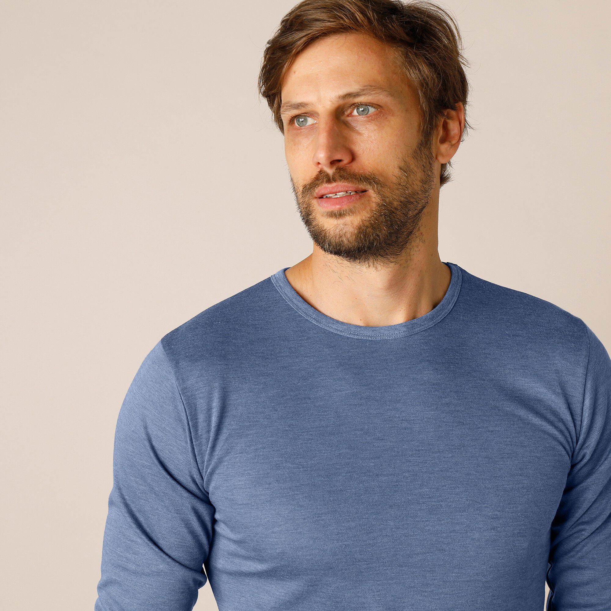 Tee-shirt sous-vêtement homme col rond manches longues dos long polyester