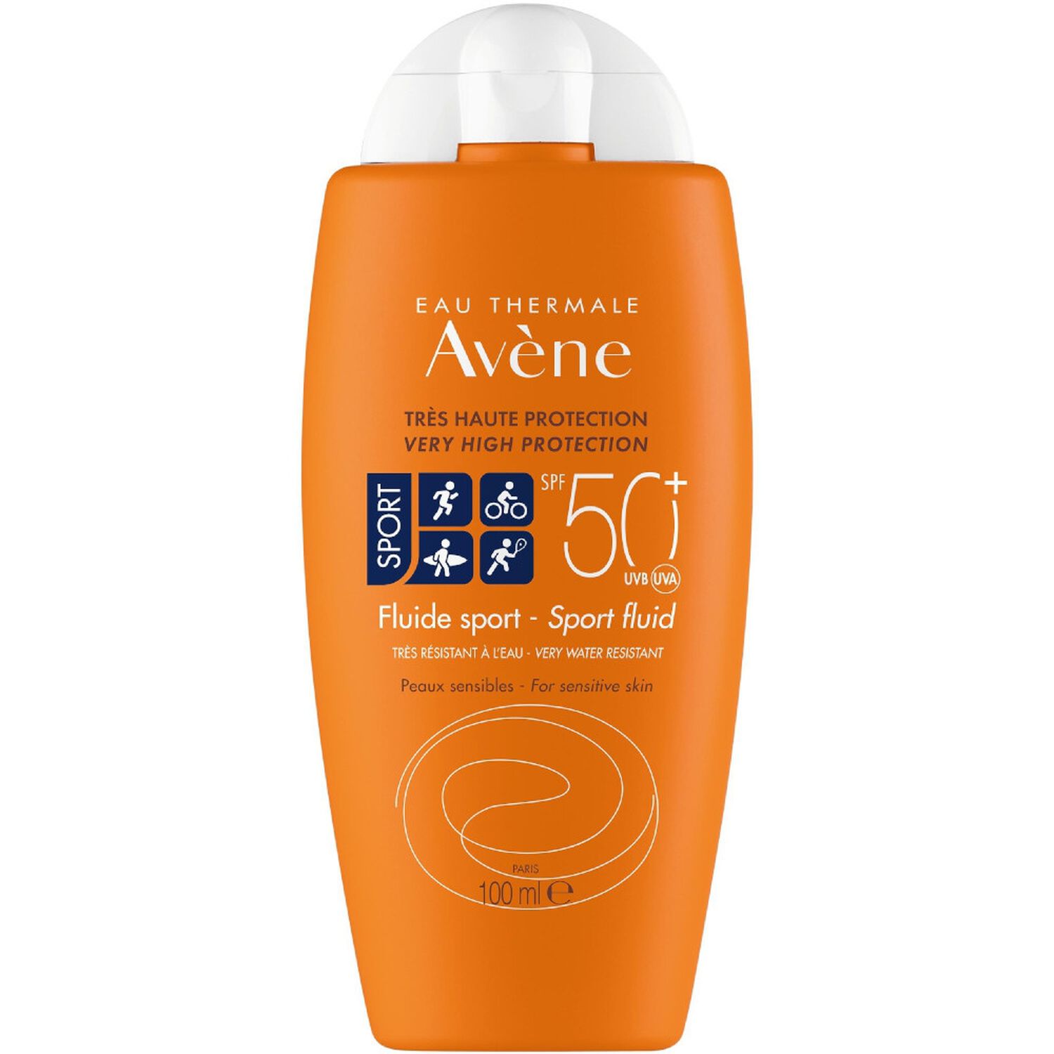 Eau Thermale Avène Protection Solaire Fluide Sport SPF50+ Visage & Corps - Peaux Sensibles 100 ml