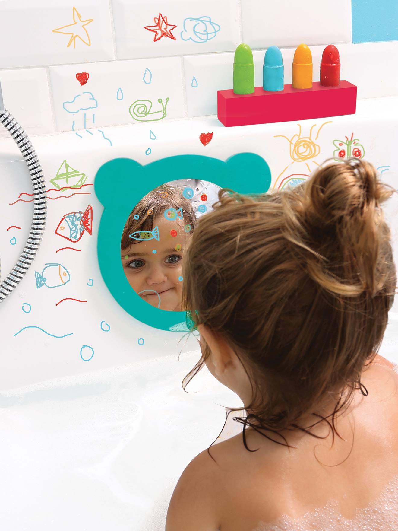 Ludi Baby Badespielzeug AQUACOLOR LUDI, Spiegel & Stifte - mehrfarbig