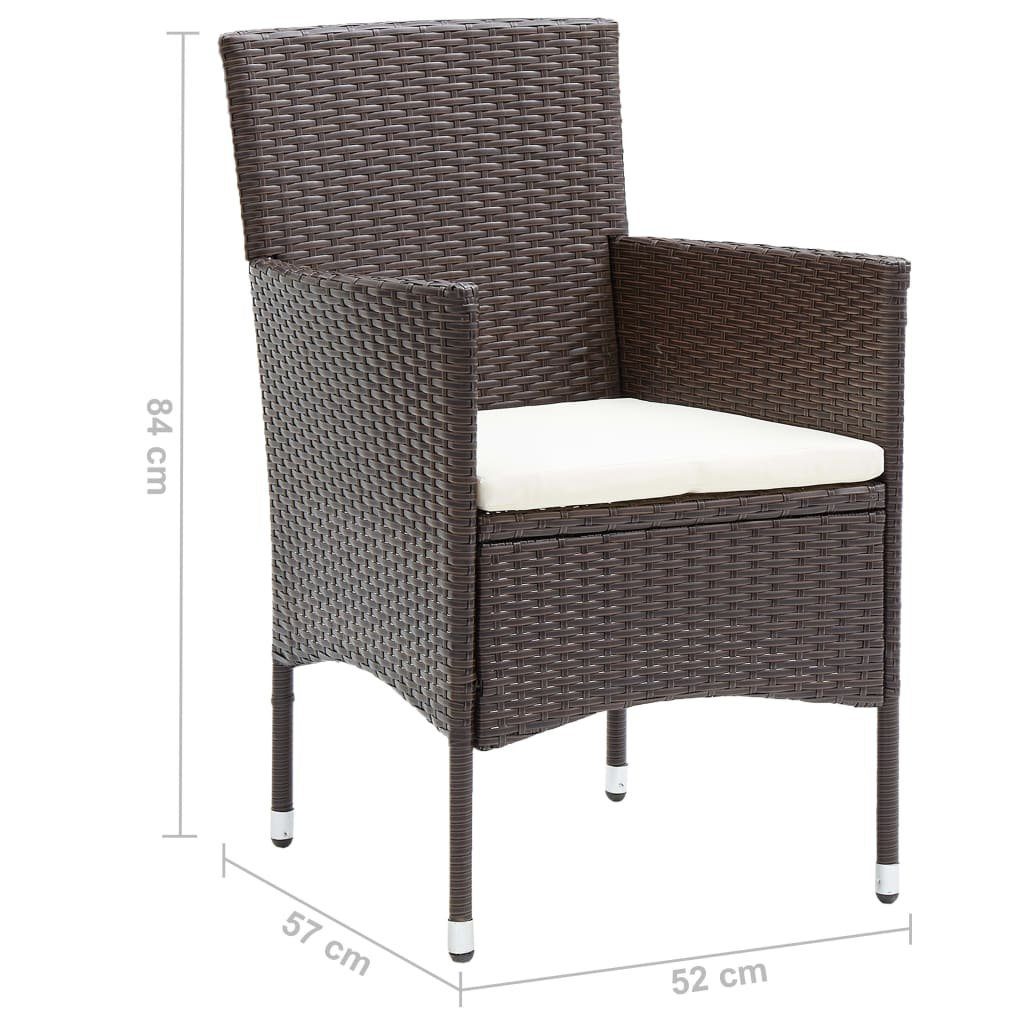 vidaXL Gartenstuhl Garten-Essstühle 2 Stk. Poly Rattan Braun (2 St)
