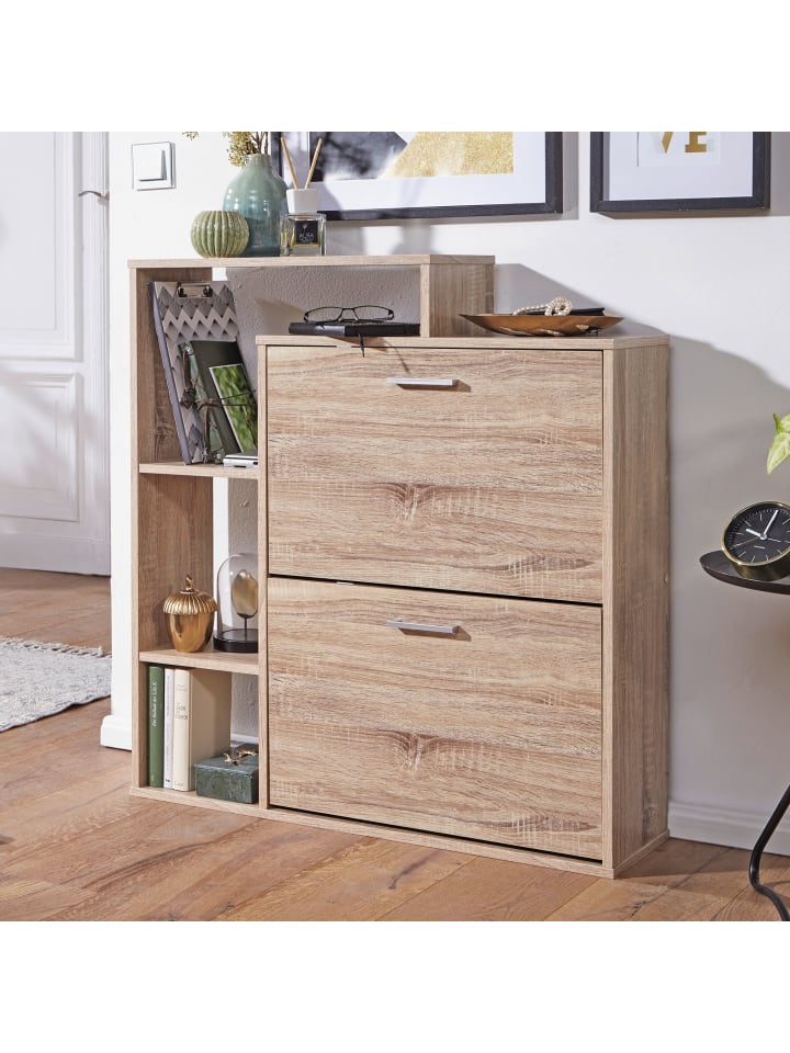 KADIMA DESIGN Schuhkipper | Sonoma Eiche, 85x24x93cm, 2 Fächer, 12 Paar günstig kaufen onesize