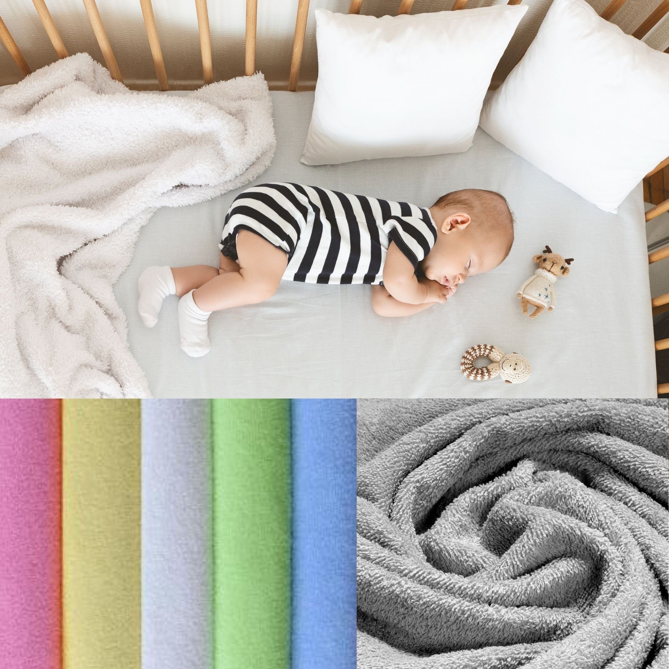 Spannbettlaken Premium Spannbetttuch Frottee für Kinderbett Babybett, Babymajawelt, Gummizug: Rundum Gummizug, Made in EU, Superweich und Hautfreundlich, Premium Qualität
