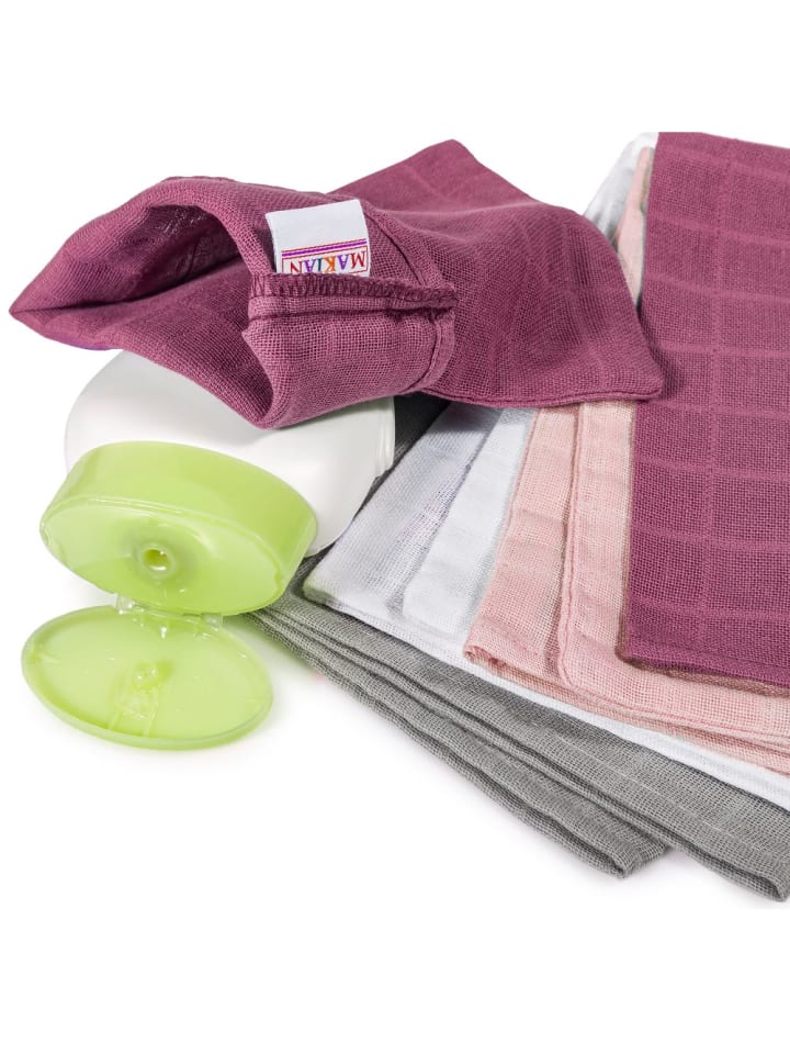 Makian Mull-Waschhandschuh 8er Pack 15 x 20 cm - Orchidee in rosa,lila günstig kaufen onesize