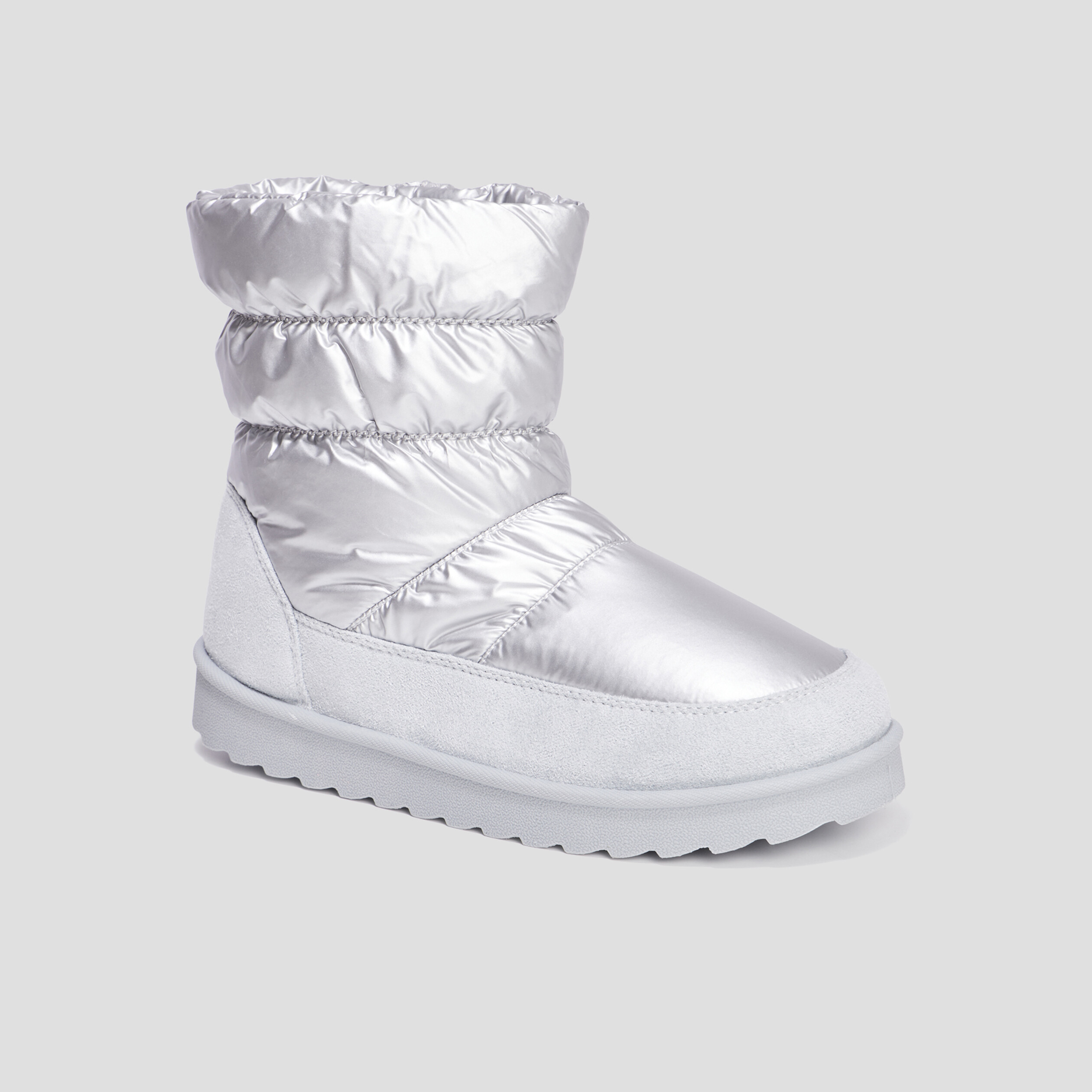 Bottines matelassées doublées gris argent femme | La Halle