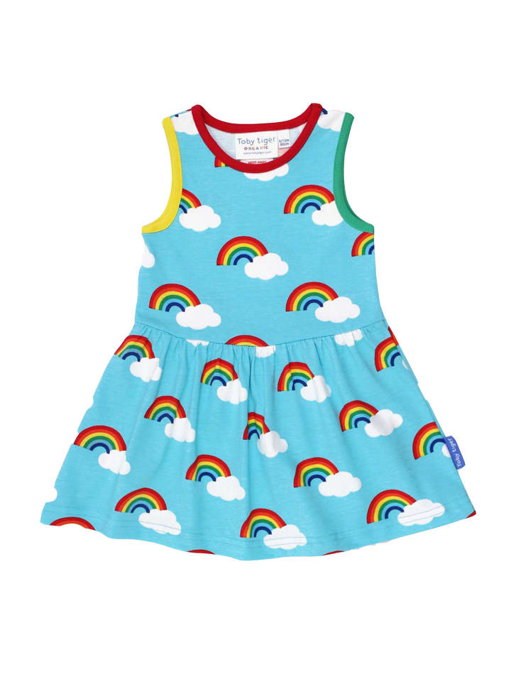 Toby Tiger Trägerkleid mit Regenbogen Print in blau günstig kaufen