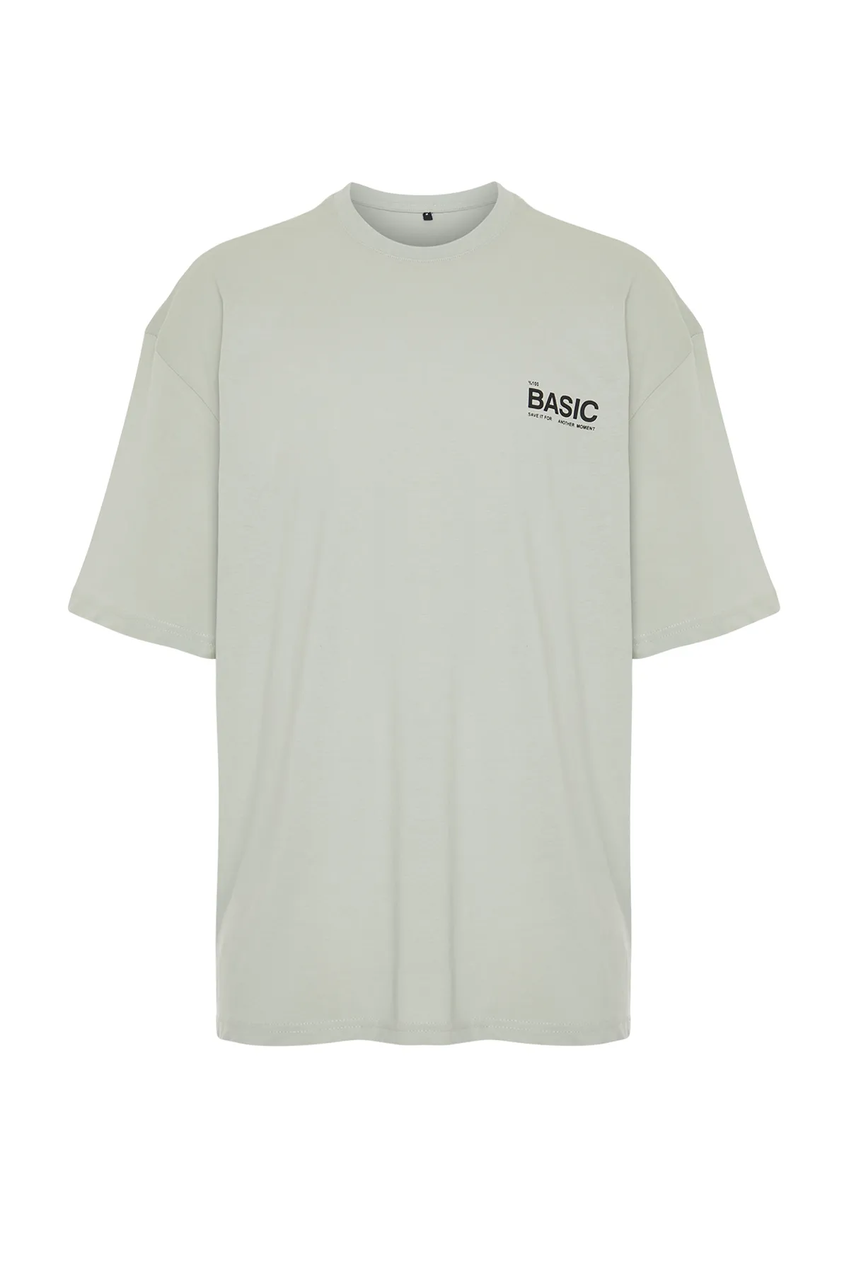 Trendyol Collection  Graues übergroßes Strick-T-Shirt mit Rundhalsausschnitt und Slogan TMNSS23TS00263