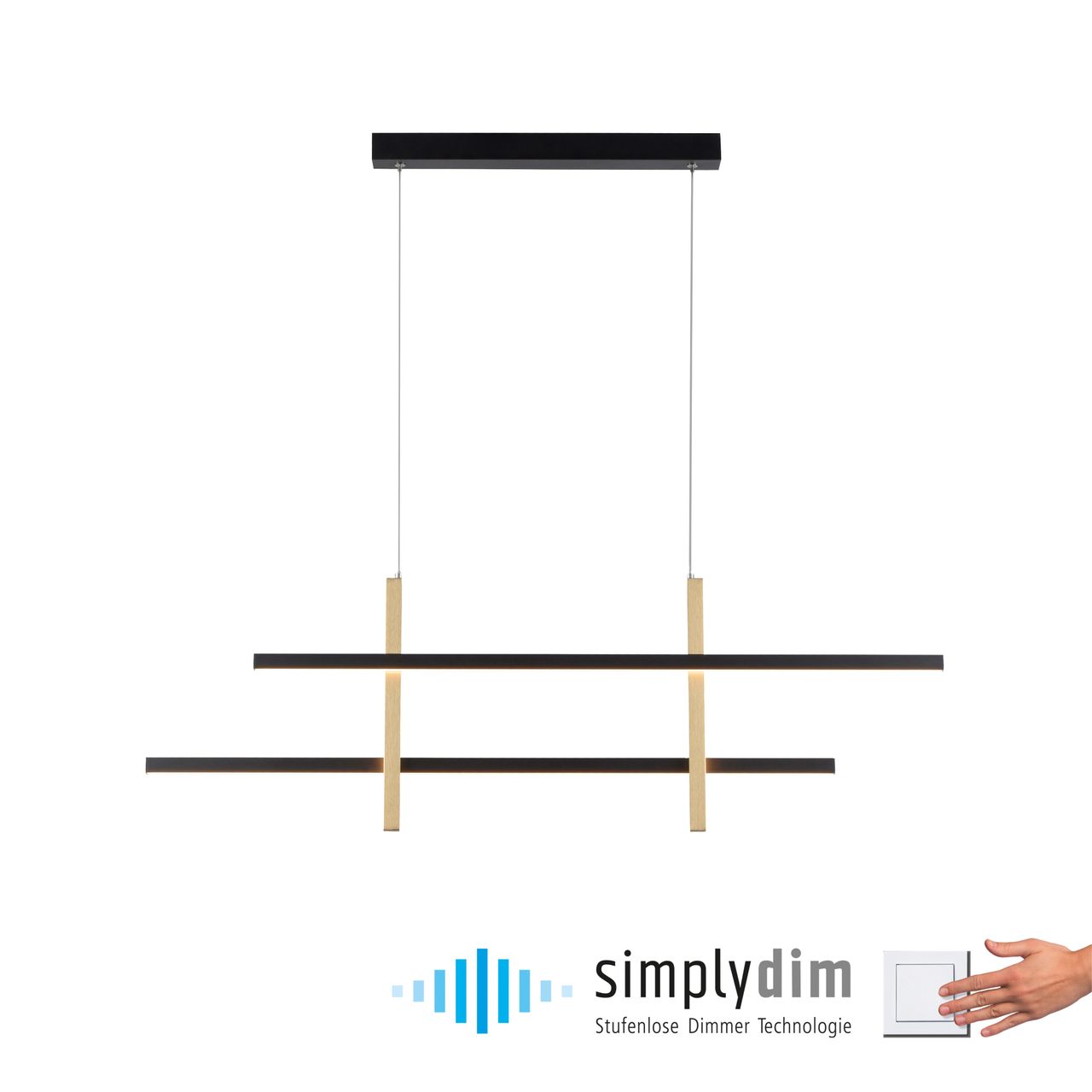 Paul Neuhaus LED Pendelleuchte BARRA, SimplyDim-Funktion, IP20, Schwarz