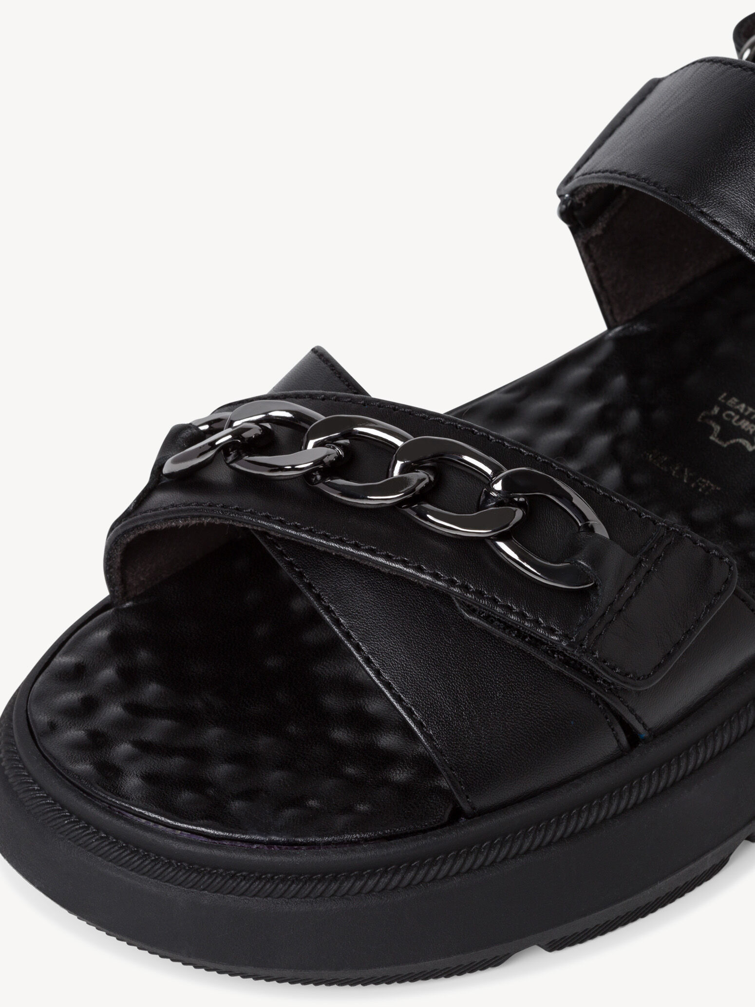 Sandale à talon en cuir - noir
