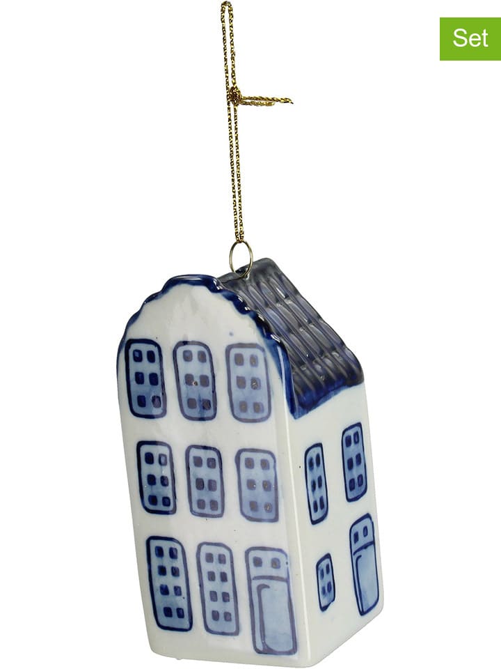 Kersten 2er-Set: Christbaumkugeln ''Canal House'' in Weiß/ Blau - (H)9 cm günstig kaufen onesize