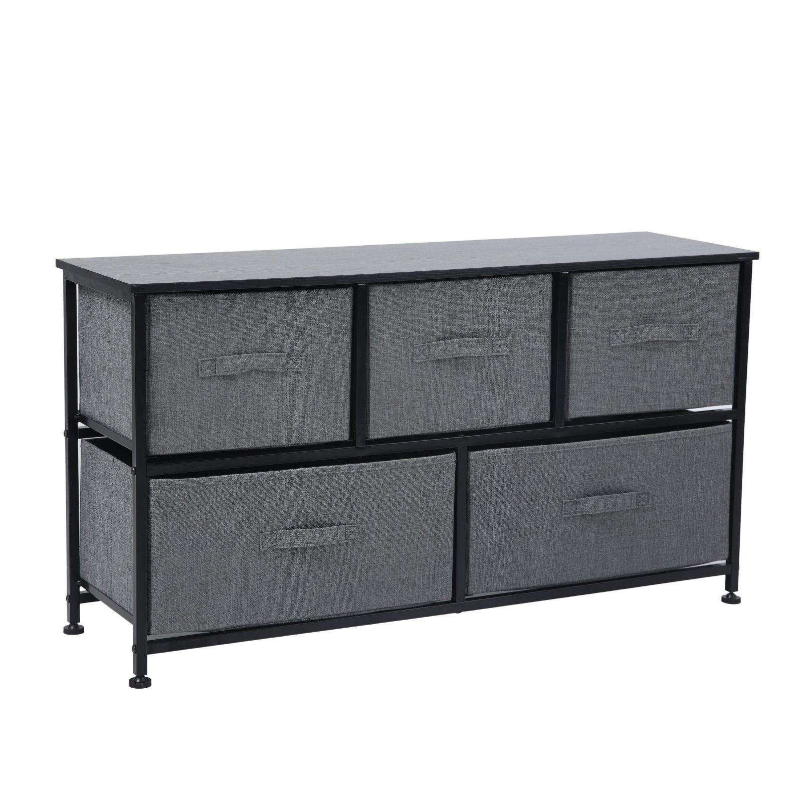 SVITA Sideboard TARO, Metallrahmen, Stoffschubladen, Stoff-Kommode, Schwarz/Grau
