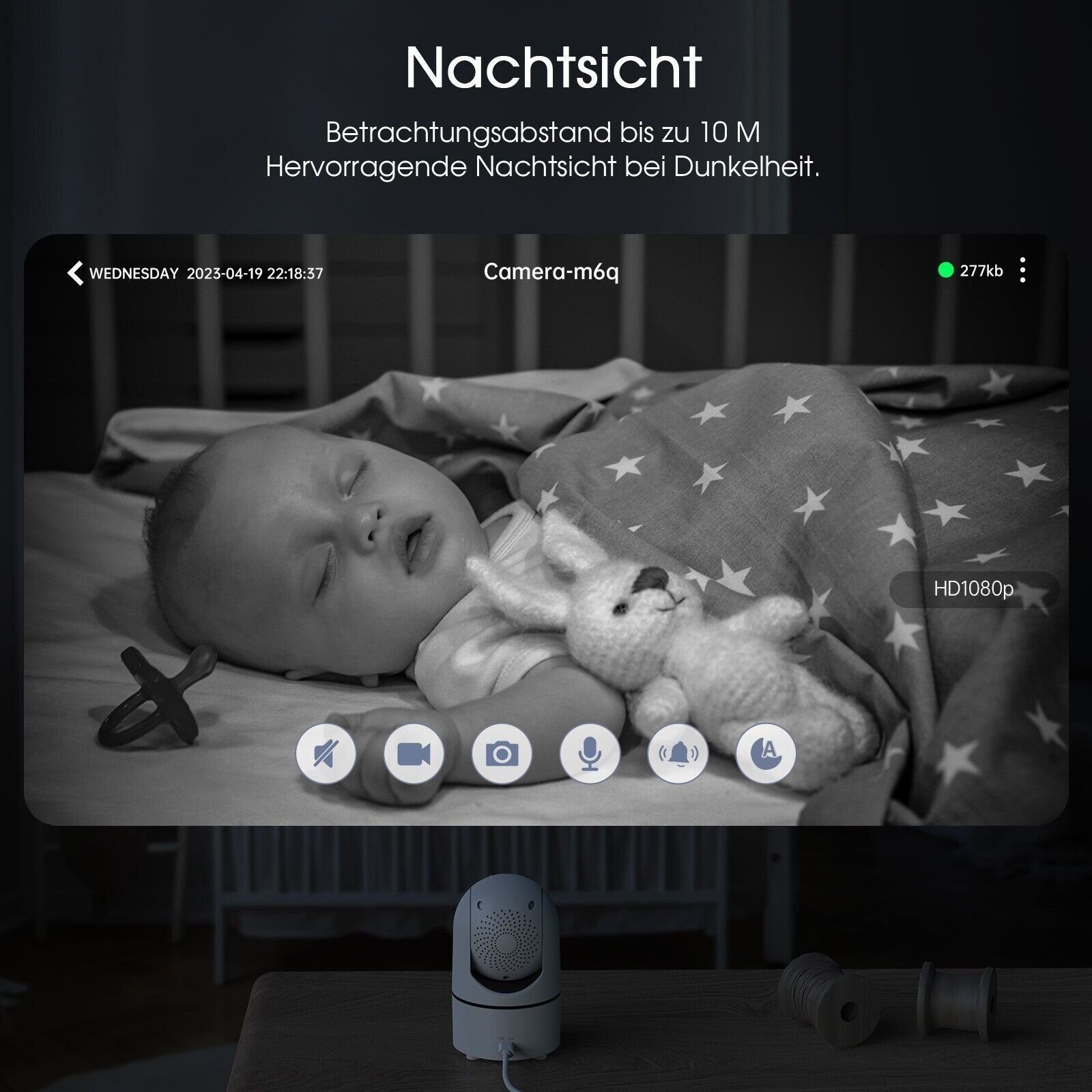 ieGeek 1080P HD WLAN Innen Überwachungskamera mit PTZ 350°/100° & Nachtsicht Überwachungskamera (Innenbereich,Drinnen,Innen, Cloud-Speicher, unterstützt TF-Karte maximal 512G(nicht enthalten), PIR Bewegungserkennung,Personenerkennung,Zwei-Wege-Audio
