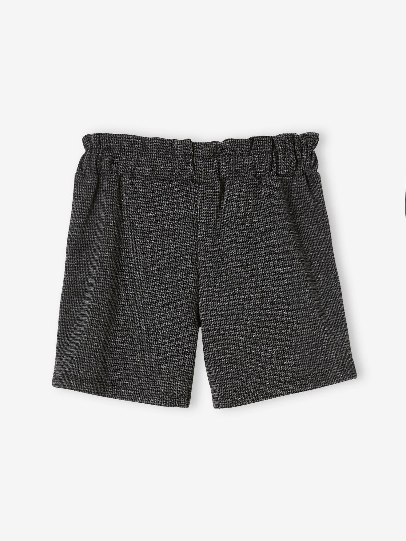 Short à carreaux fille gris