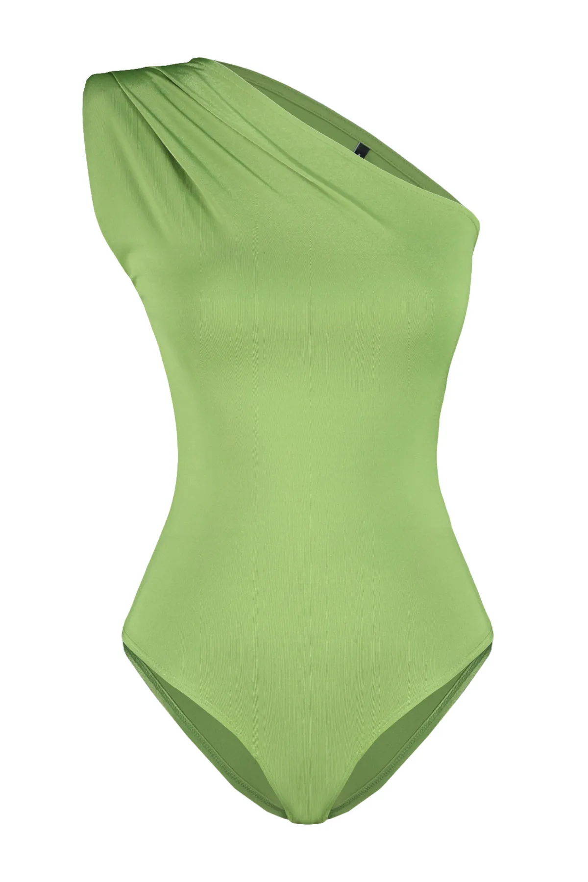 Trendyol Collection  Apfelgrüner Stretch-Strickbody mit asymmetrischem Kragen und Druckknöpfen TWOSS22BD00014