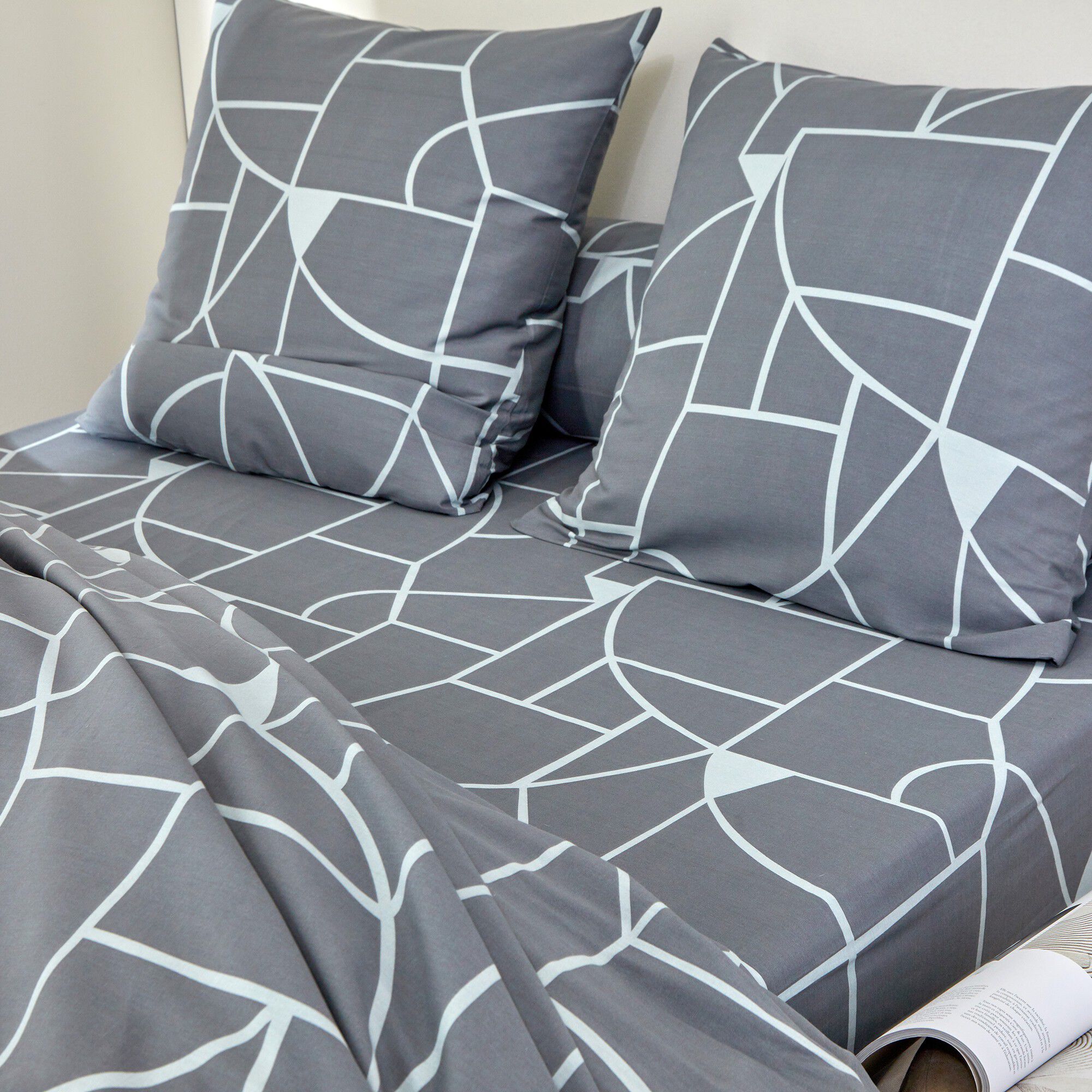 Linge de lit Geoffroy en coton à motifs graphiques
