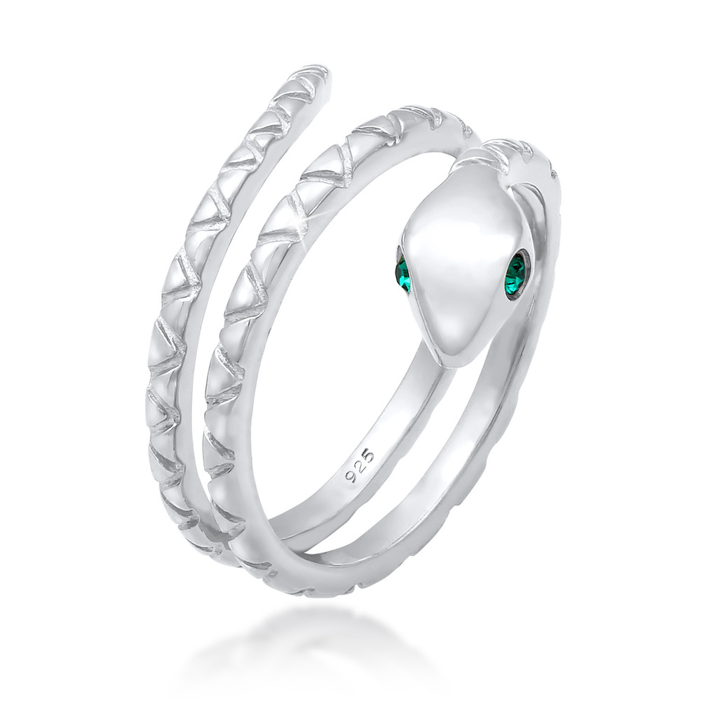 Elli Elli Bague Femmes Serpent Pinky Moderne avec Cristaux en Argent Sterling 925 Plaq Bague
