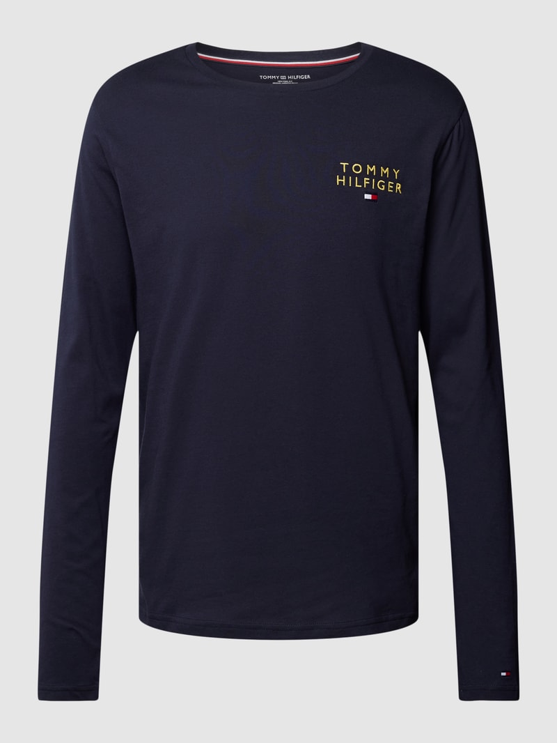 Longsleeve mit Label-Stitching Modell 'ORIGINAL' in marineblau