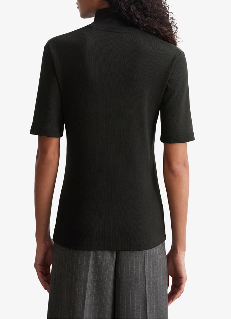 Marc O'Polo T-shirt with ribbed structure and turtleneck