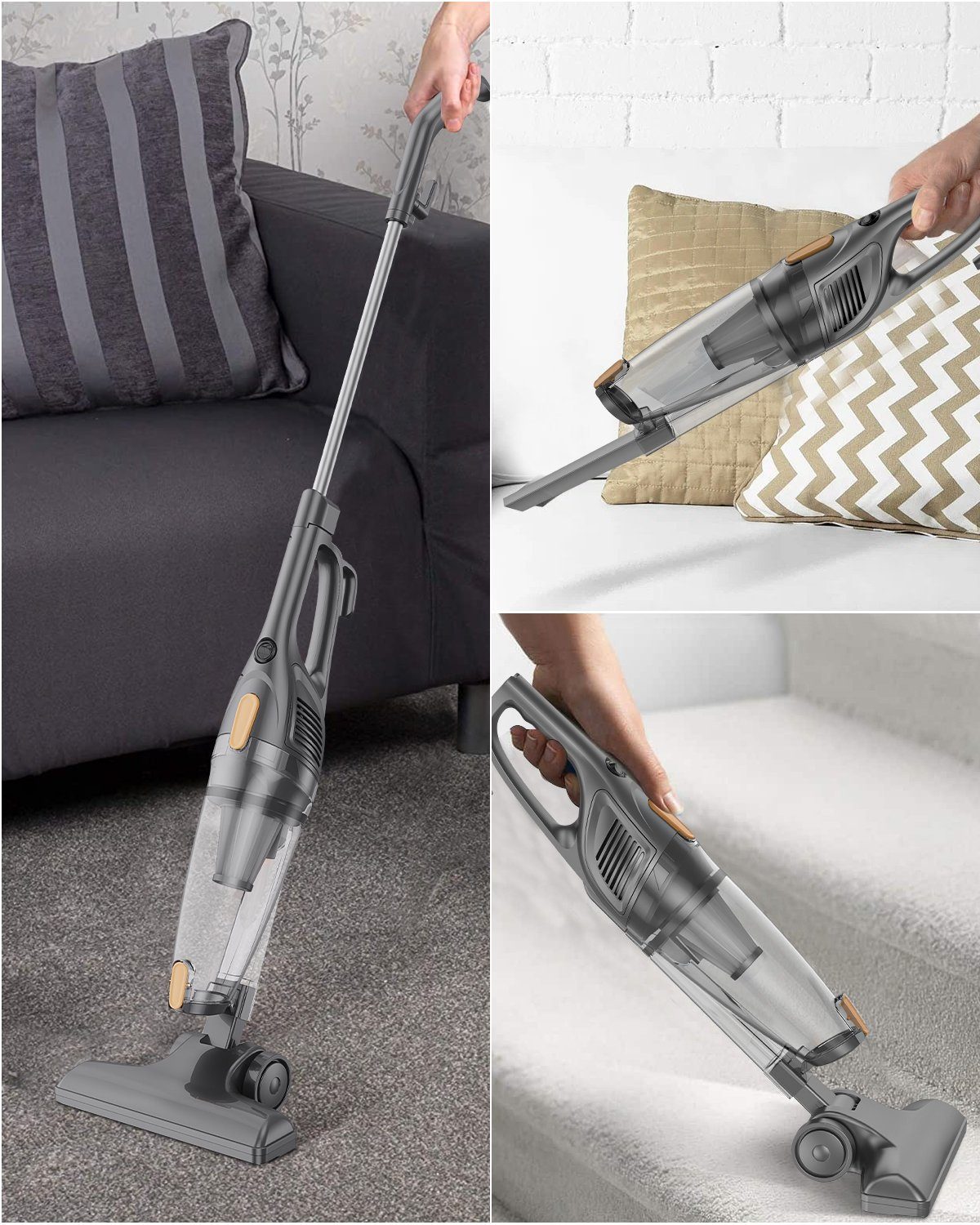 Redkey Stielstaubsauger P5, 400,00 W, Staubsauger mit Kabel, 2 in 1 Stielstaubsauger und Handstaubsauger, für Harte Böden Teppich Auto