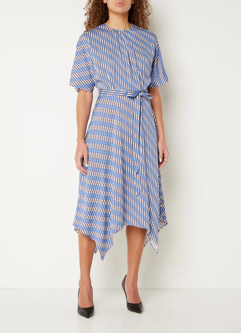 LKBennett Anni midi dress with graphic print and asymmetrical hem