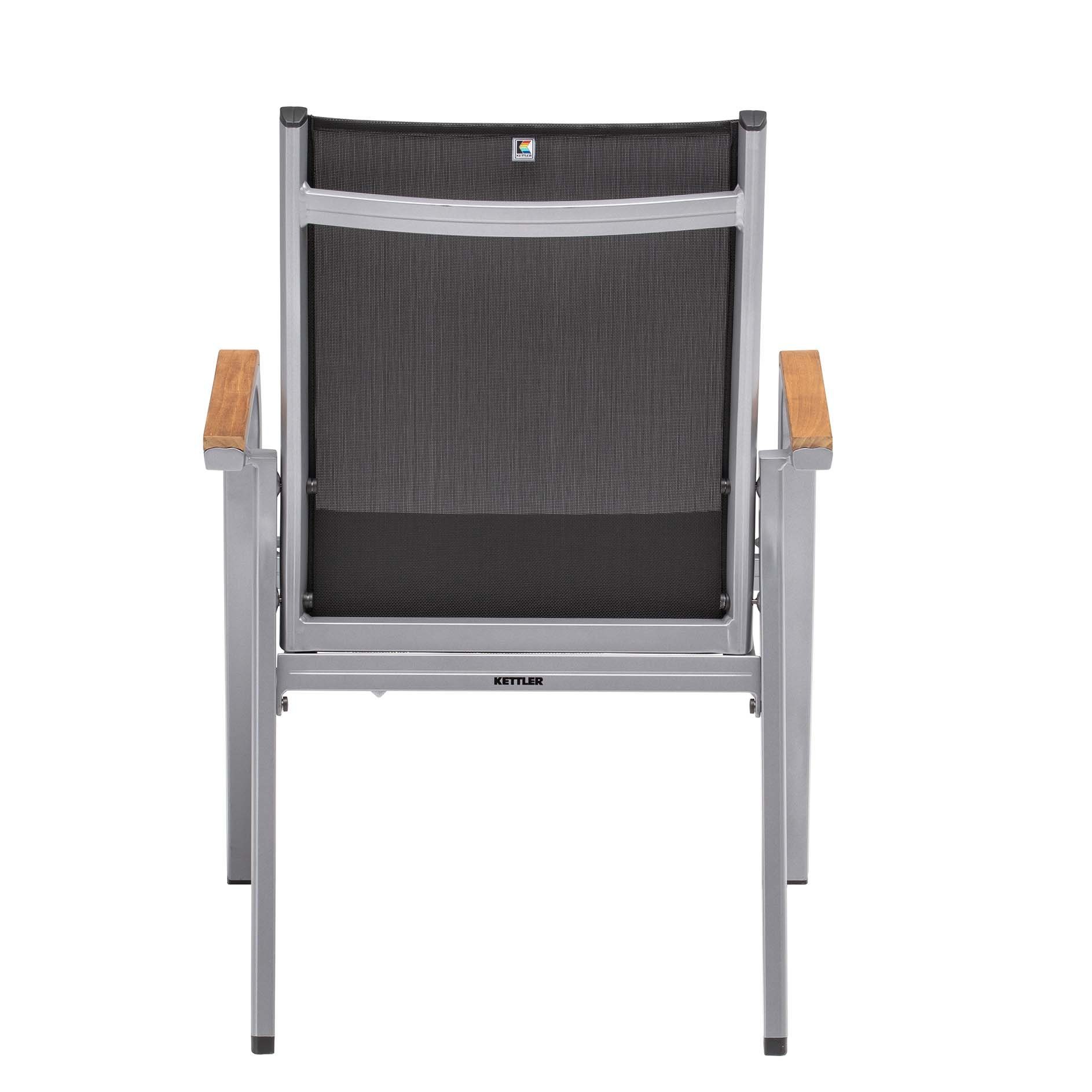 KETTLER Gartenstuhl Kettler Granada Stapelsessel Teak Armlehne silber KD zerlegt