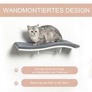PawHut Katzenbett Katzenliege Katzen Wandliege Katzenregal Wandmontage Plüsch MDF Grau Weiß 53 x 28 x 12 cm