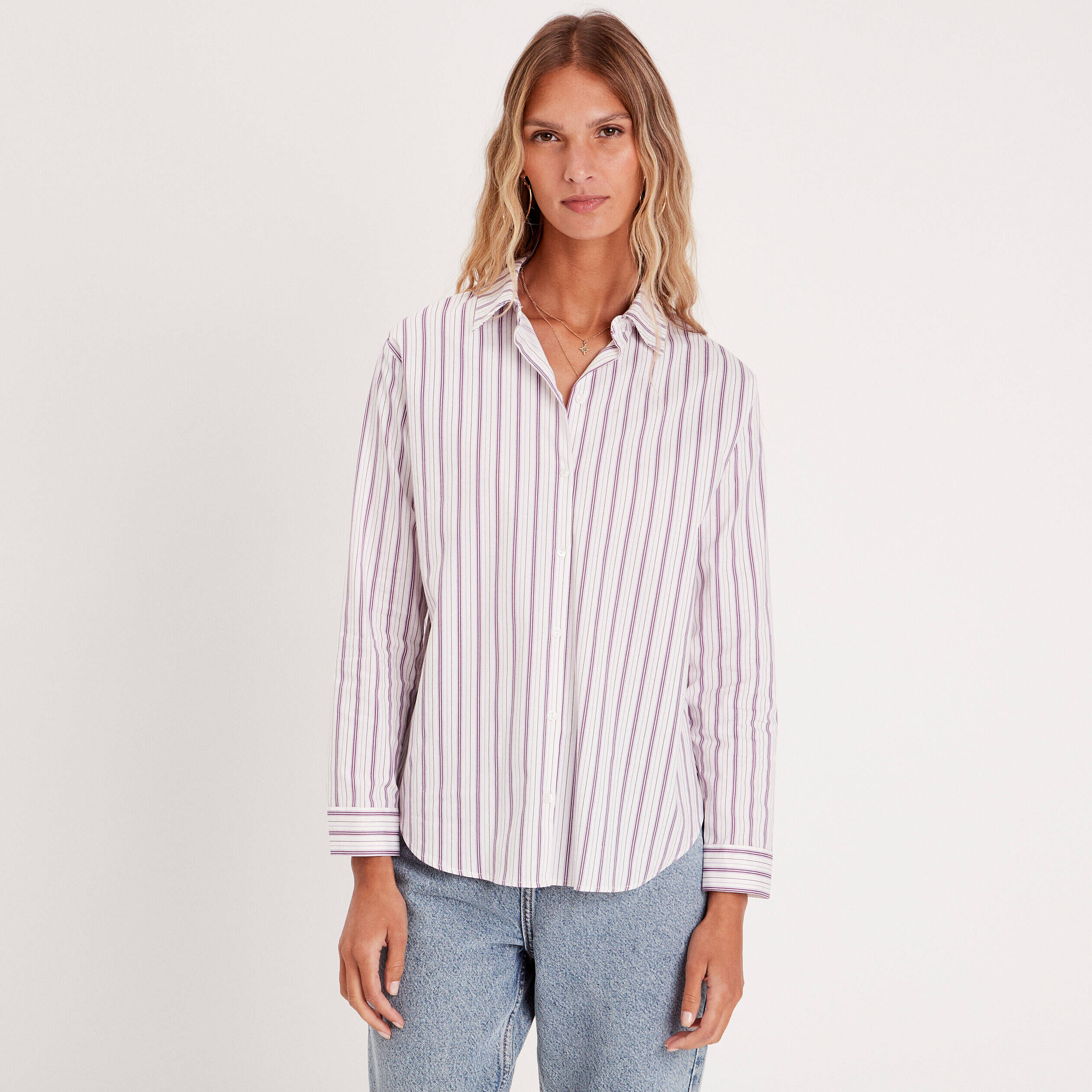 Chemise manches longues blanc femme | Cache Cache