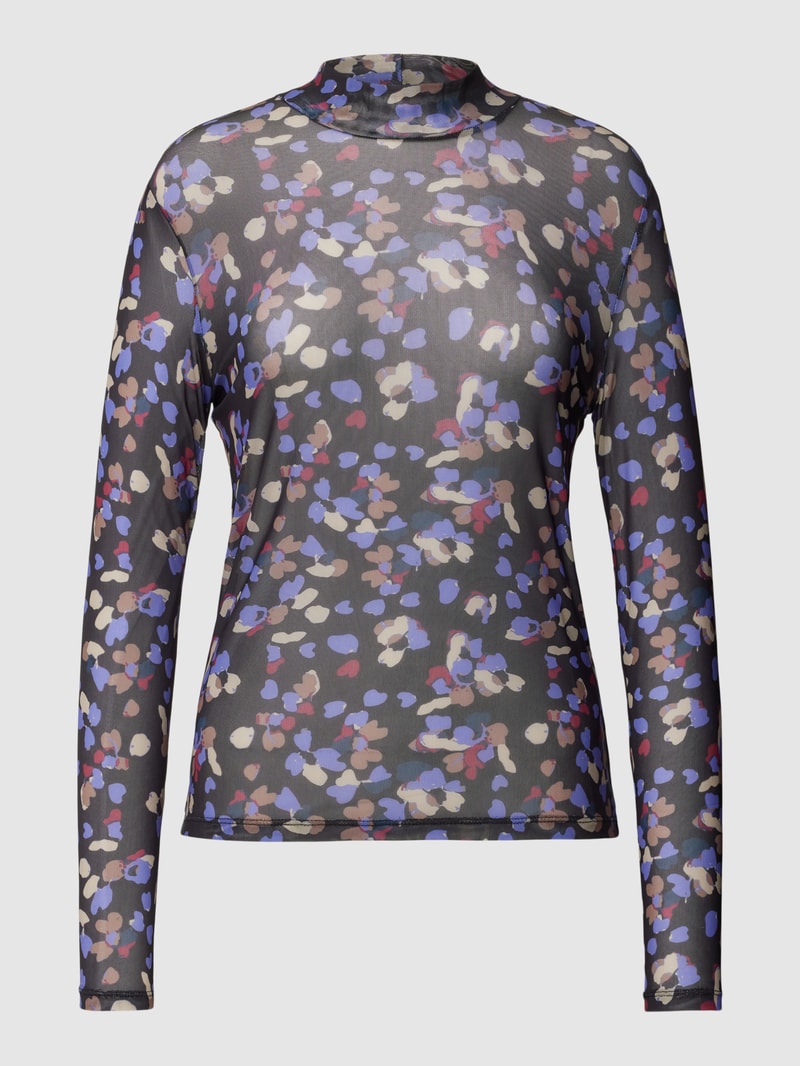 Semitransparentes Longsleeve mit Stehkragen Modell 'VIVOLETTIS' in schwarz