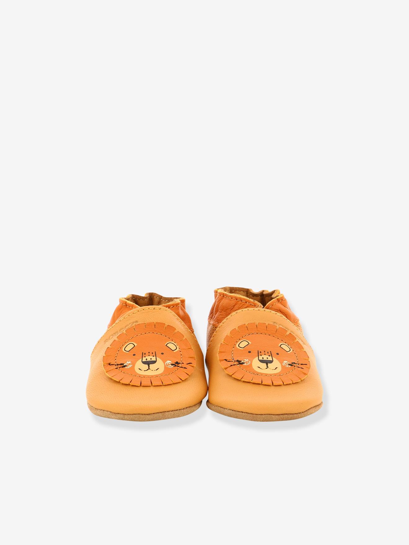 Chaussons cuir souple bébé Grooar ROBEEZ© camel
