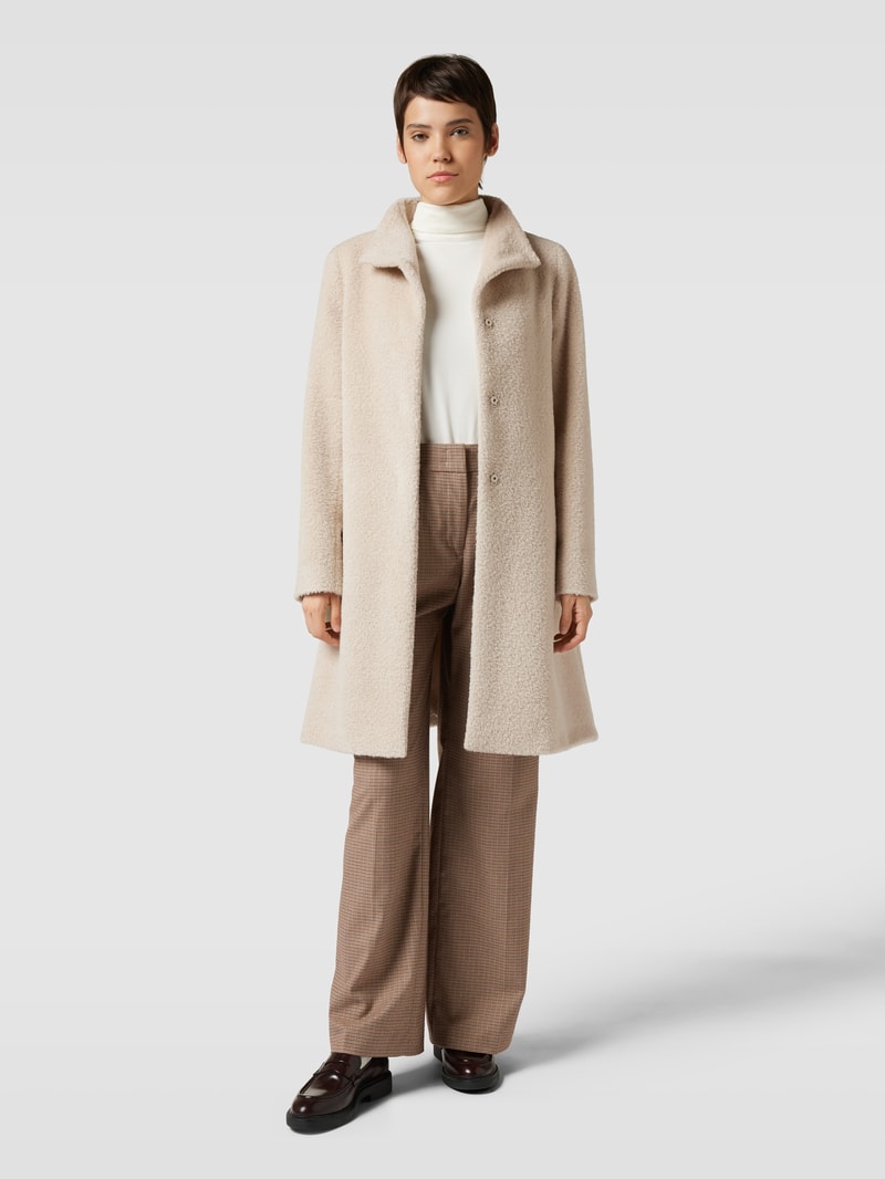 Mantel aus Lanawolle-Alpaka-Mix mit Stehkragen in offwhite