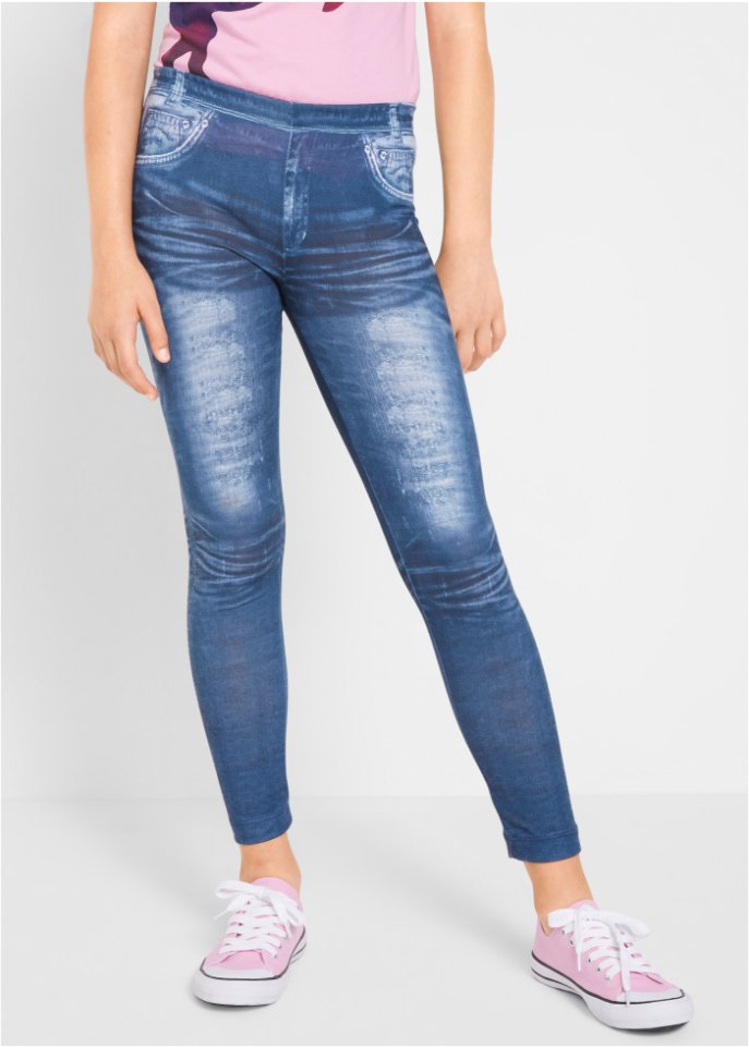 Mädchen Leggings mit Denimdruck