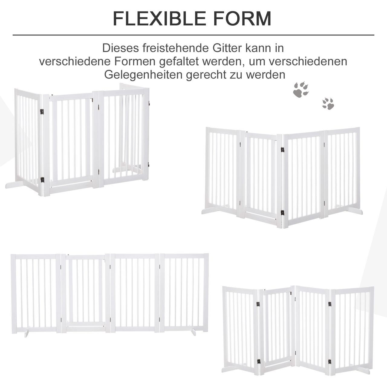 PawHut Absperrgitter Hunde 91 cm Schutzgitter aus Holz Hundegitter Freistehend