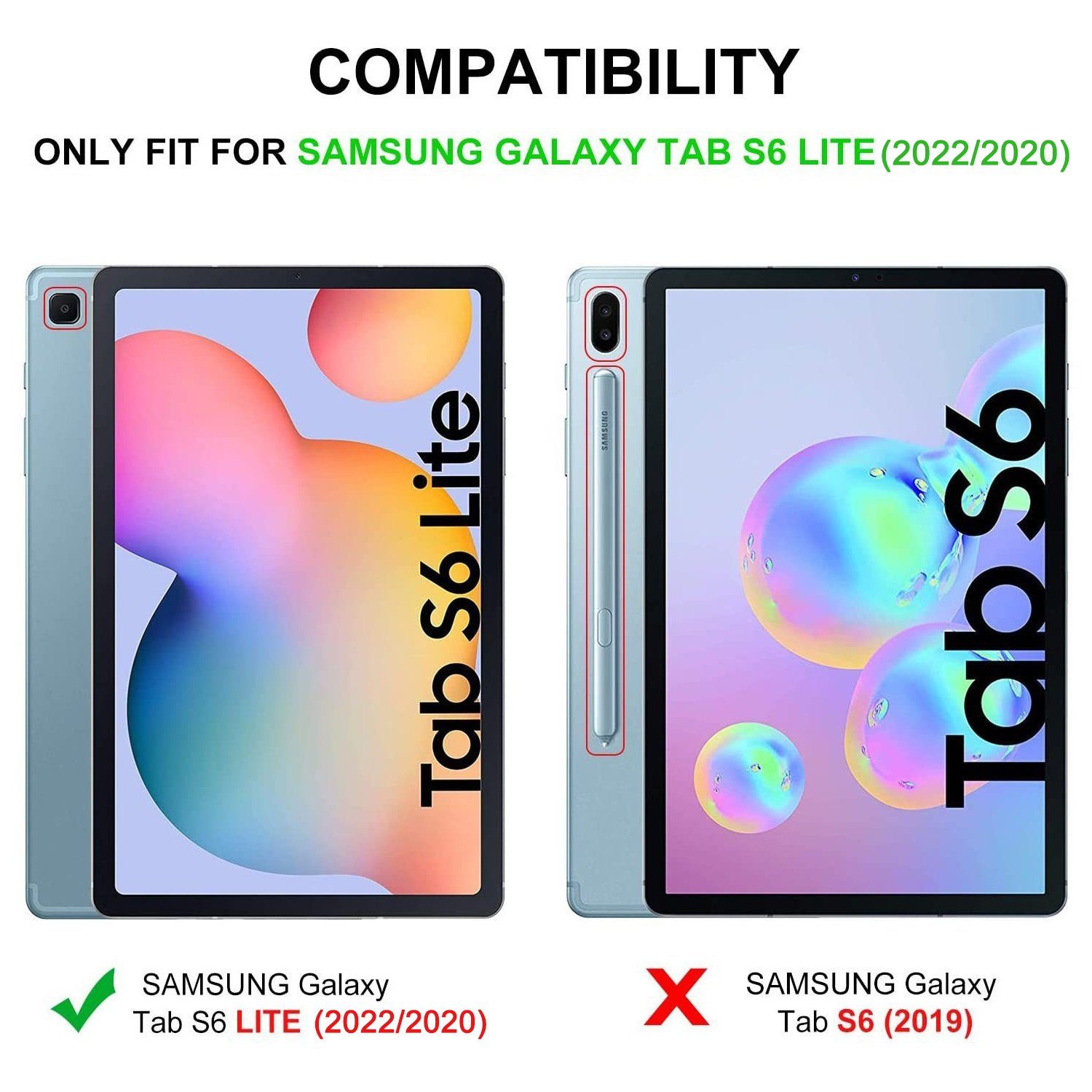 IVSO Tablet-Hülle Hülle für Samsung Galaxy Tab S6 lite 10,4 Zoll 2022/2020 SM-P610/P613/P615/P619 + Panzerglas, 10.4 inch, Ultra Schlank Slim Schutzhülle Hochwertiges PU mit Standfunktion Perfekt Geeignet