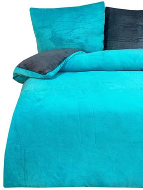 Bettwäsche 4 tlg Winter Thermofleece Wende Plüsch Thermo Fleece Nicky Wende Bettwäsche 135x200 cm Flausch Cashmere touch weich kuschelig warm Teddy Plüsch TÜRKIS UNI, Leonado Vicenti, Fleece, 4 teilig