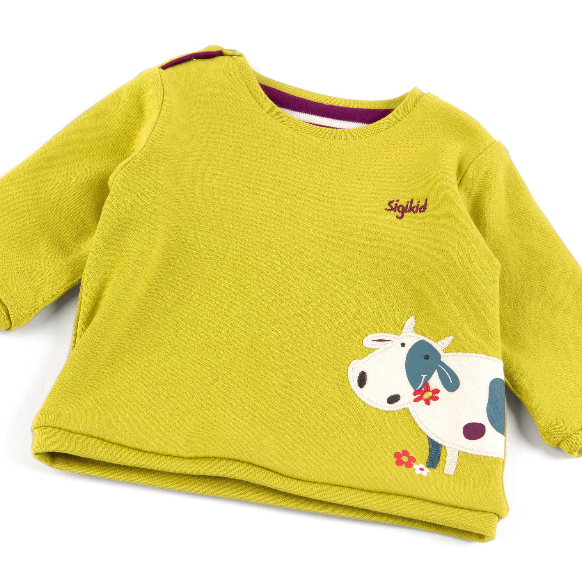 Baby Wendeshirt gelbgrün oder lila/weiß gestreift