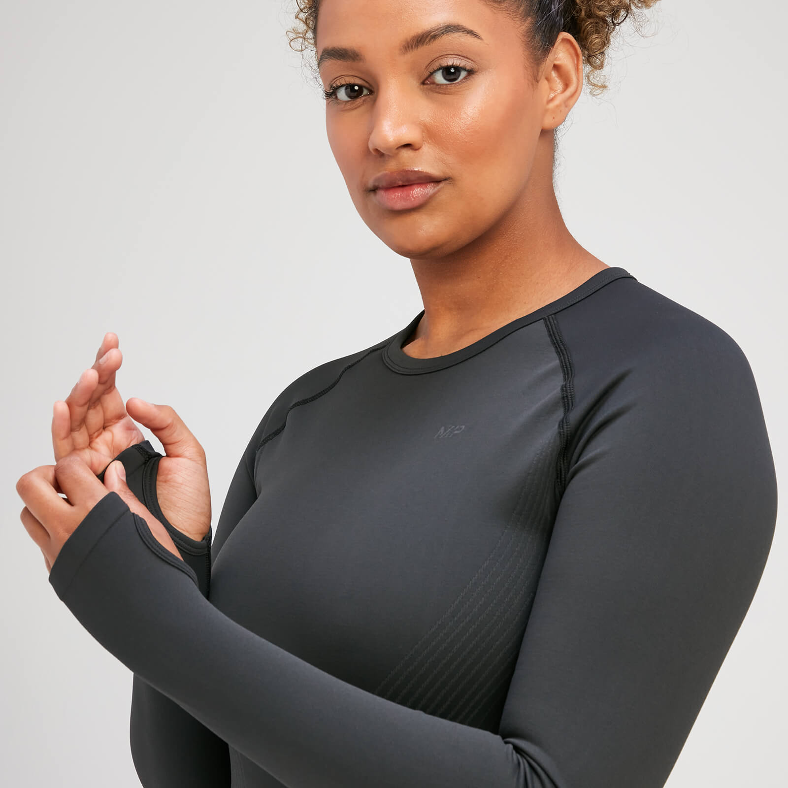 Haut sans coutures à manches longues MP Tempo Illusion pour femmes – Noir