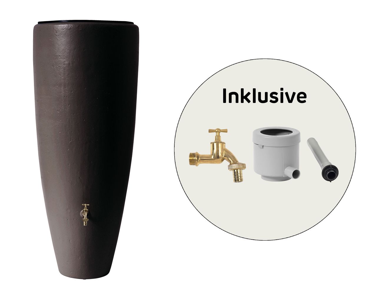 Garantia 2in1 Wasserbehälter Komplett-Set 300 Liter mocca inkl. Auslaufhahn und Fallrohranschluss