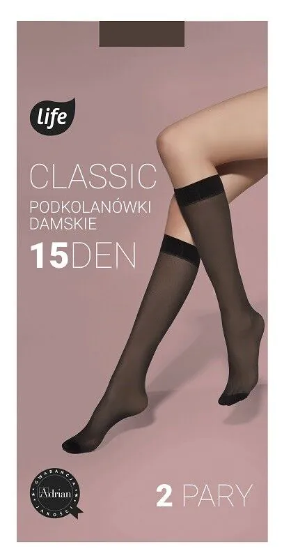 Moteriškos kojinės iki kelių, 15 denų, opalo spalvos
