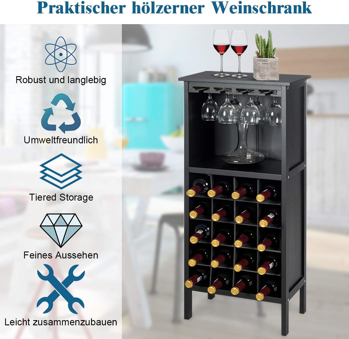 Costway COSTWAY Weinschrank für 20 Flaschen