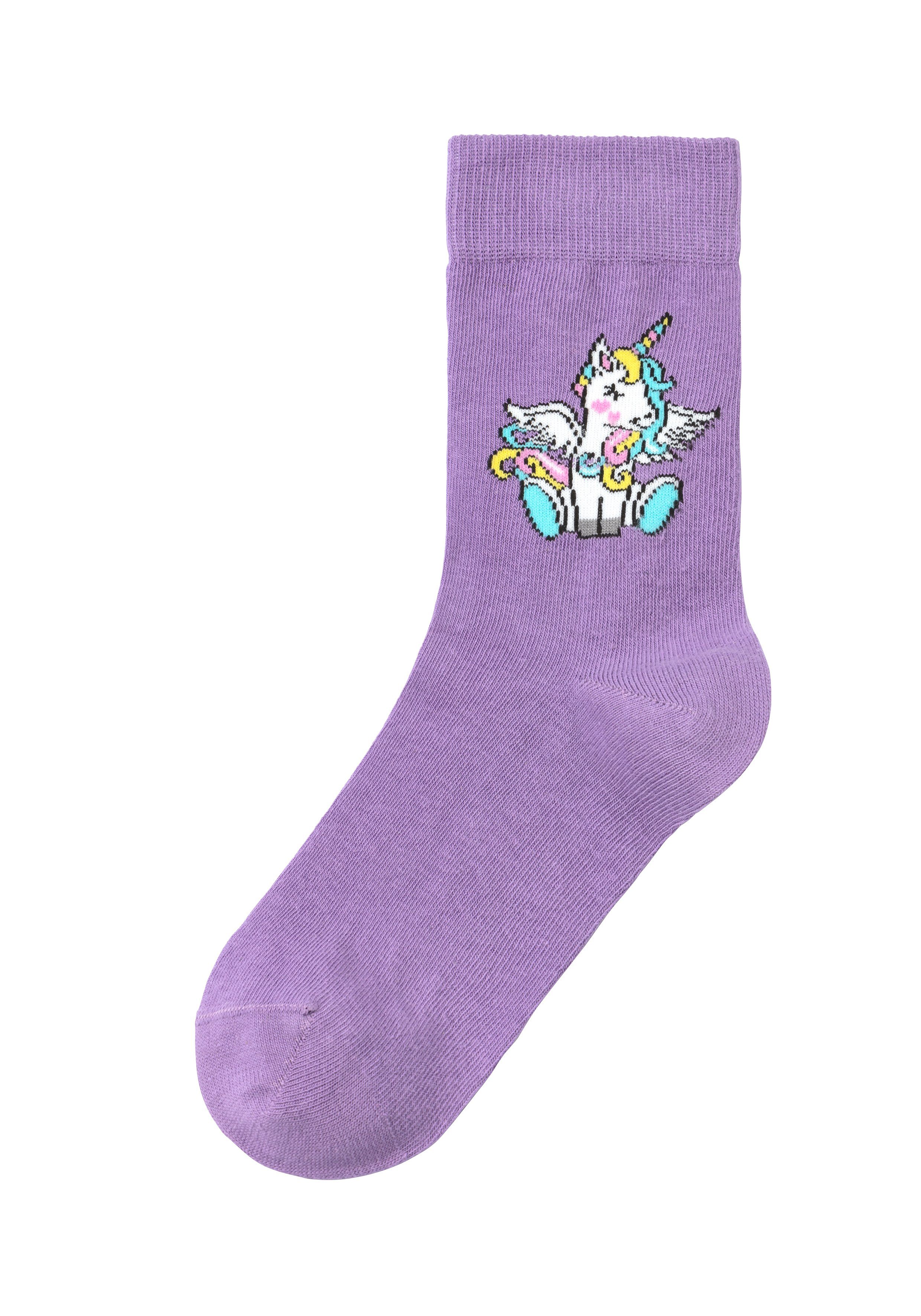 H.I.S Basicsocken (4-Paar) mit Einhorn Motiven