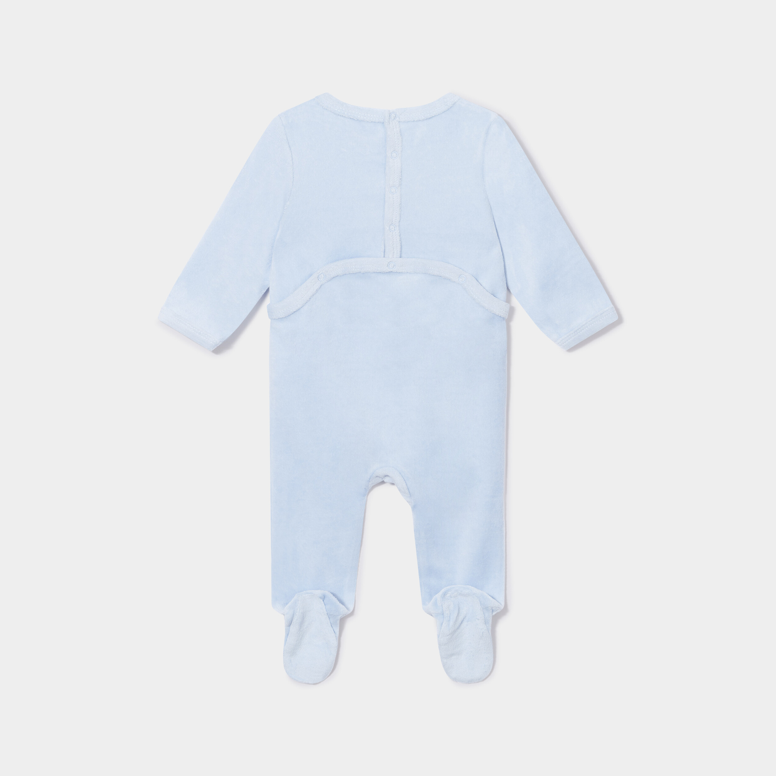 Dors-bien velours manches longues bleu bébé garçon | La Halle