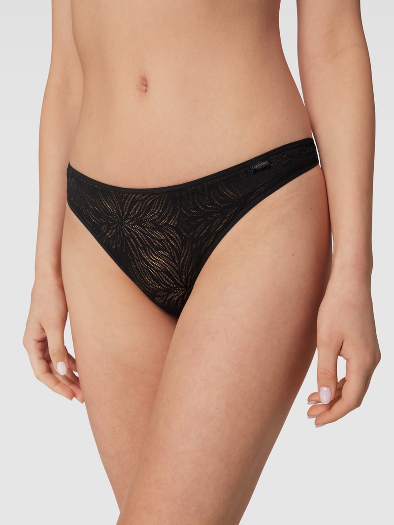 String mit Spitzen-Muster Modell 'Sheer Marquisette' in schwarz